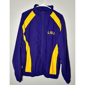 LSU TIGERS MENS LIGHTWEIGHT TEAM ISSUE RUSSELL ZIPPER JACKET SIZE MEDIUM PURPLE